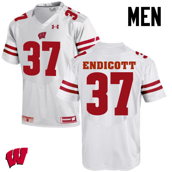 Wisconsin Badgers Men's #37 Andrew Endicott NCAA Under Armour Authentic White College Stitched Football Jersey BK40B38ZV
